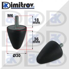 Антивибрационен тампон М 6 х Ø 30 х 36 mm Антивибрационен тампон М 6 х Ø 30 х 36 mm